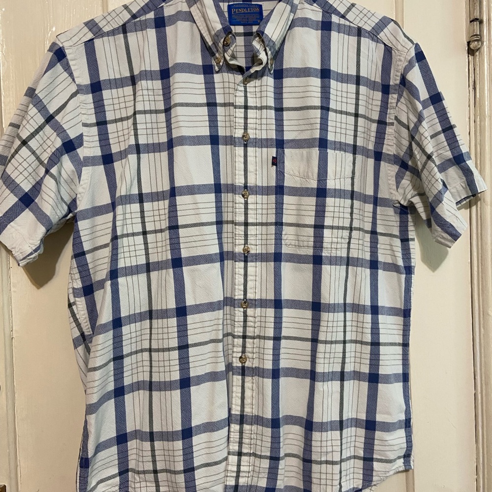 Pendleton Plaid Shirt Button Up Short Sleeve‎ 100% Cotton Men's Size Large - Picture 5 of 12
